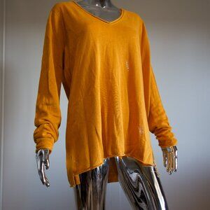 Orange High/Low Long-sleeve Sweater